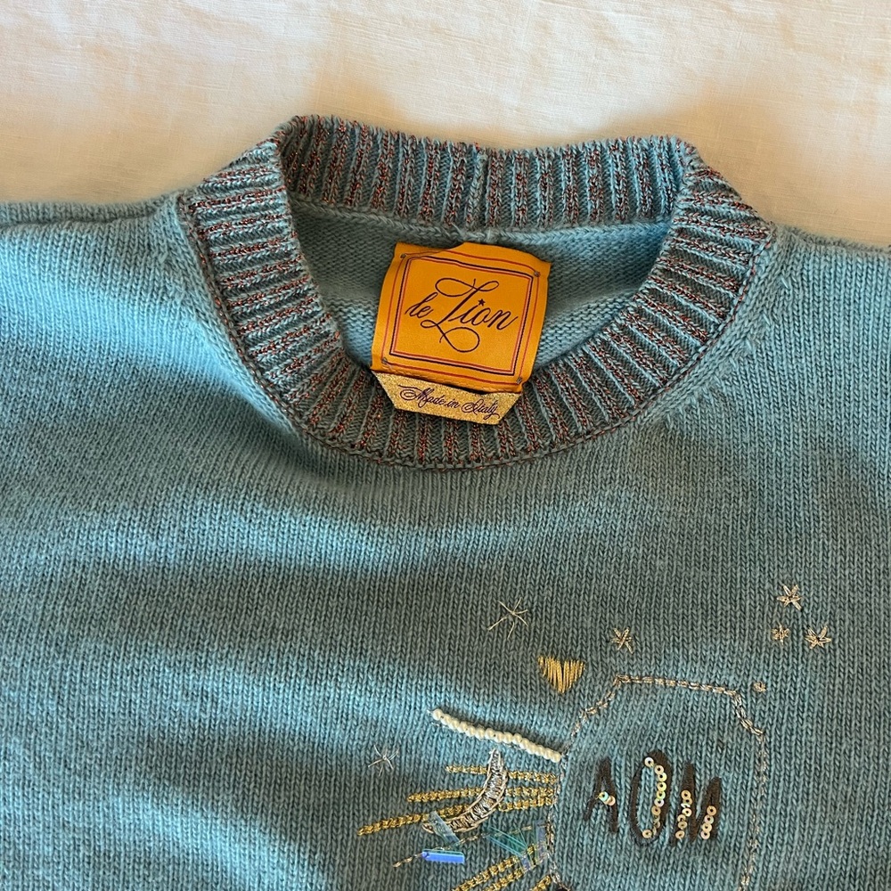 Le Lion Blue Embroidered Sweater - Picture 2 of 3